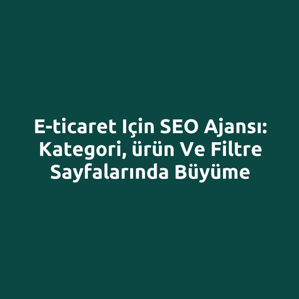 E-ticaret için SEO ajansı: kategori, ürün ve filtre sayfalarında büyüme