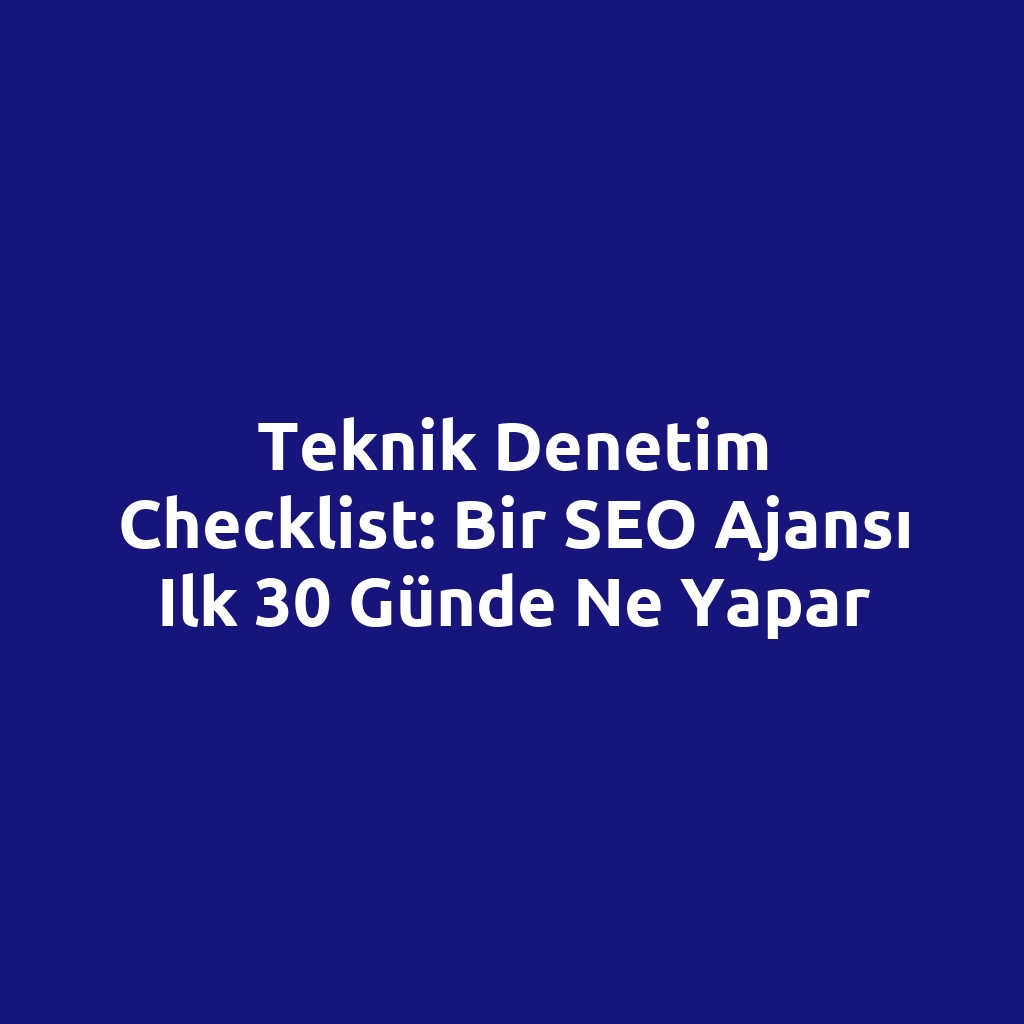 Teknik denetim checklist: bir SEO ajansı ilk 30 günde ne yapar