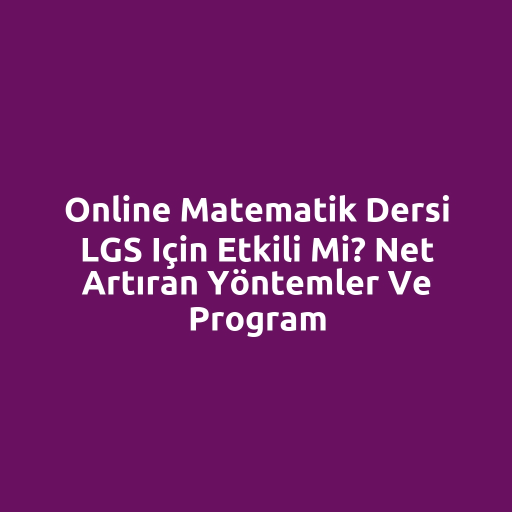 Online matematik dersi LGS için etkili mi? Net artıran yöntemler ve program