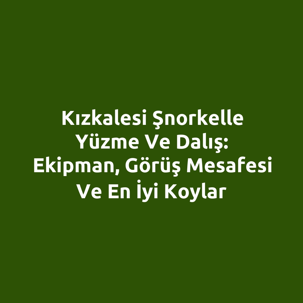 Kızkalesi Şnorkelle Yüzme ve Dalış: Ekipman, Görüş Mesafesi ve En İyi Koylar